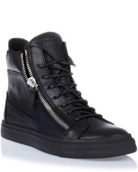 Giuseppe Zanotti Black Leather High Top Sneaker