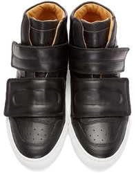 MM6 MAISON MARGIELA Black Leather High Top Sneakers