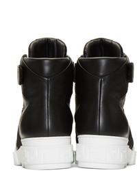 Versace Black Leather High Top Sneakers