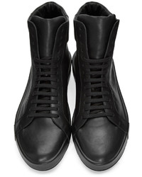Jil Sander Black Leather High Top Sneakers