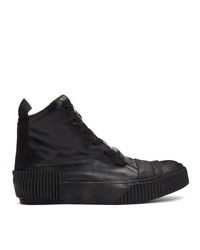 Boris Bidjan Saberi Black Leather High Top Sneakers