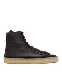 Lemaire Black Leather High Top Sneakers