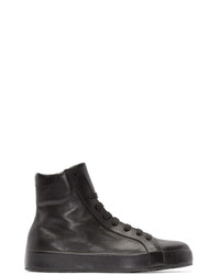 Jil Sander Black Leather High Top Sneakers