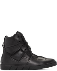 Loewe Black Leather High Top Sneakers