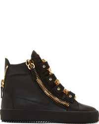 Giuseppe Zanotti Black Leather London Birel High Top Sneakers