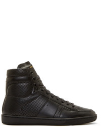 Saint Laurent Black Leather Perforated Sl10 Sneakers