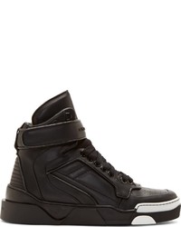 Givenchy Black Leather Runway High Top Sneakers