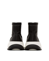 MM6 MAISON MARGIELA Black Leather Second Skin High Top Sneakers