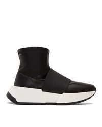 MM6 MAISON MARGIELA Black Leather Second Skin High Top Sneakers