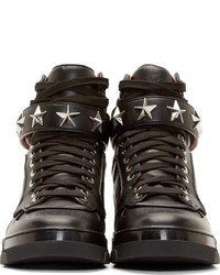 Givenchy Black Leather Star Tyson High Top Sneakers