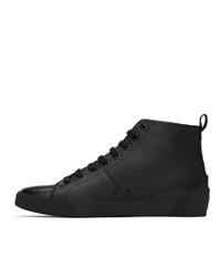 Hugo Black Leather Zero High Top Sneakers