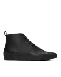 Hugo Black Leather Zero High Top Sneakers
