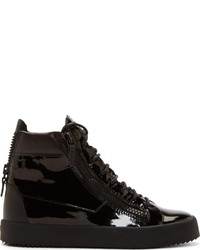 Giuseppe Zanotti Black Patent Leather High Top Sneakers