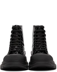 Alexander McQueen Black Patent Tread Slick High Sneakers