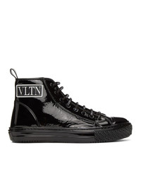 Valentino Garavani Black Patent Vltn High Top Sneaker