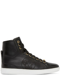 Versace Black Perforated Medusa High Top Sneakers