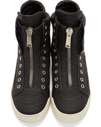 DSQUARED2 Black Python Embossed Leather High Tops