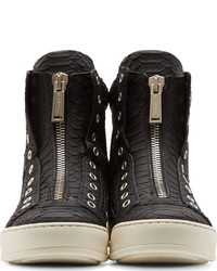 DSQUARED2 Black Python Embossed Leather High Tops