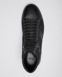 Hugo Boss Boss Acron Leather And Suede High Top Sneakers