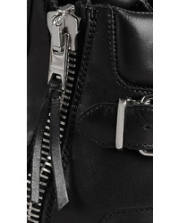 Burberry Buckle Detail Leather High Top Trainers