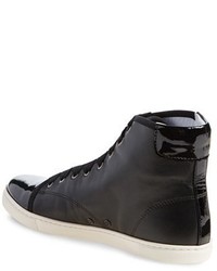 Lanvin Cap Toe High Top Leather Sneaker