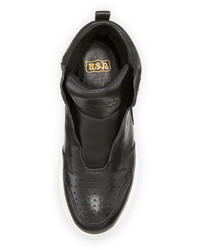 Ash Clone Leather Hidden Wedge High Top Sneaker Black