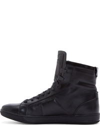 Calvin Klein Collection Black Leather Paneled High Top Sneakers