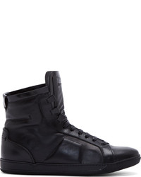 Calvin Klein Collection Black Leather Paneled High Top Sneakers