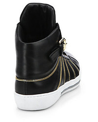 Versace Collection Leather Zip High Top Sneakers