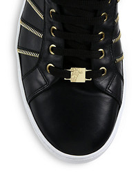 Versace Collection Leather Zip High Top Sneakers