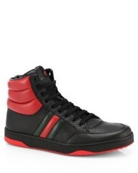 Gucci Contrast Padded Leather High Top Sneakers