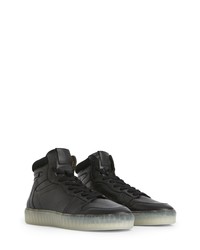 AllSaints Davian Cervo Leather High Top Sneaker In Black At Nordstrom