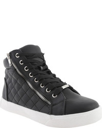 Steve Madden Decaf High Top Sneaker Black Leather Casual Shoes