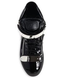 Giuseppe Zanotti Double Zip Patent Leather High Top Sneakers