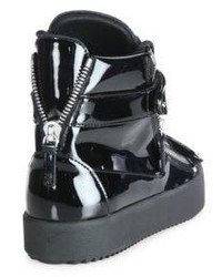 Giuseppe Zanotti Double Zip Patent Leather High Top Sneakers