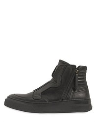 Bruno Bordese Double Zip Up Leather High Top Sneakers