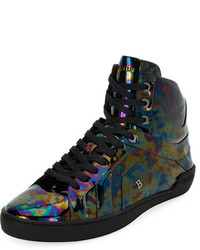 Bally Eticon Petrol Patent Leather High Top Sneakers