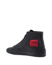 BOSS Grained Leather Hi Top Sneakers