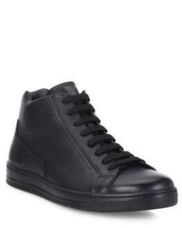 Prada Grained Leather High Top Sneakers