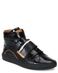 Bally Grip Tape Patent Leather High Top Sneakers