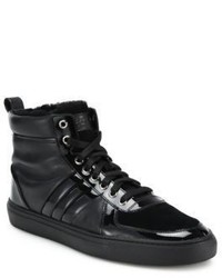 Bally Hervey Lamb Fur Lined Leather High Top Sneakers
