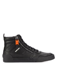 Diesel High Top Sneakers In Panelled Suede