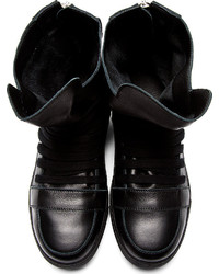 Kris Van Assche Krisvanassche Black Leather High Top Sneakers