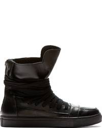 Kris Van Assche Krisvanassche Black Leather High Top Sneakers