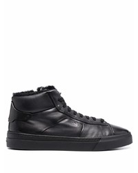 Santoni Lace Up High Top Leather Sneakers