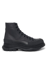 Alexander McQueen Lace Up Leather Cargo Boots