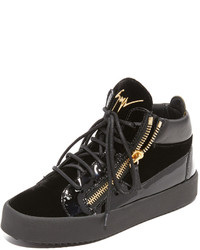 Giuseppe Zanotti Leather And Velvet Sneakers
