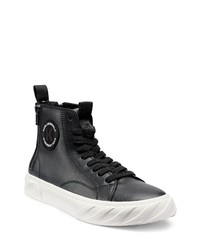 KARL LAGERFELD PARIS Leather Double Back Zip Sneaker In Black At Nordstrom
