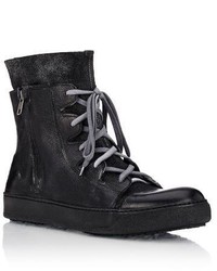 Shoto Leather Double Zip Sneakers Black