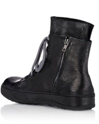 Shoto Leather Double Zip Sneakers Black